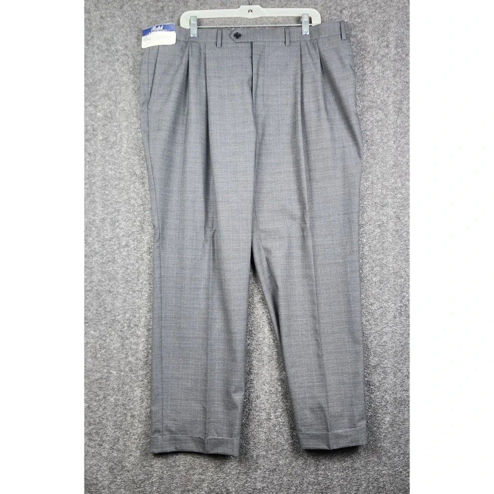 Ralph Lauren Dress Pants Mens 42x30 Grey Comfort Flex Pleated Glen Plaid New